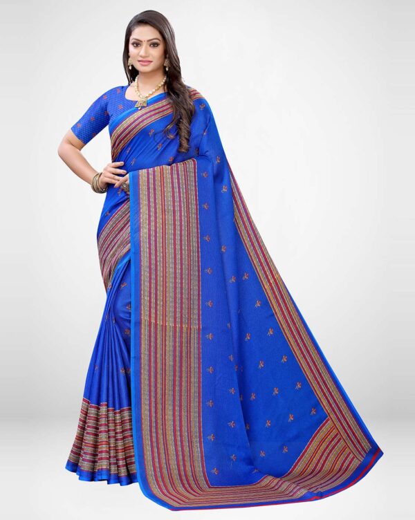 Classy Blue Handloom Jute Silk Saree