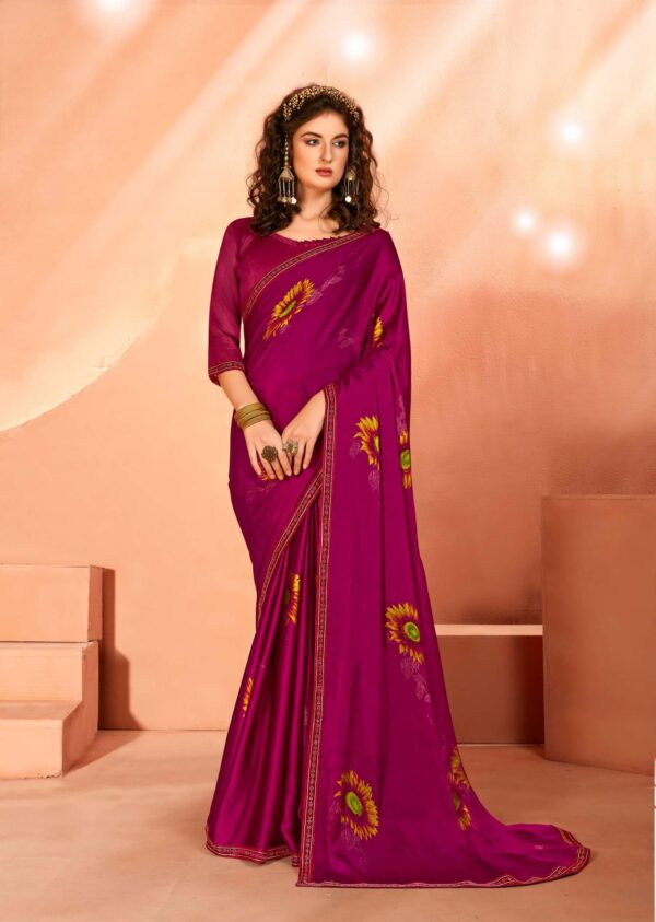 Vichitra Silk Printed Saree in beautiful Maroon color