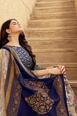 Multi color Linen Cotton saree with Beautiful Digital print and Zari Border