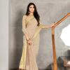 Printed Cotton Linen Saree in Beige