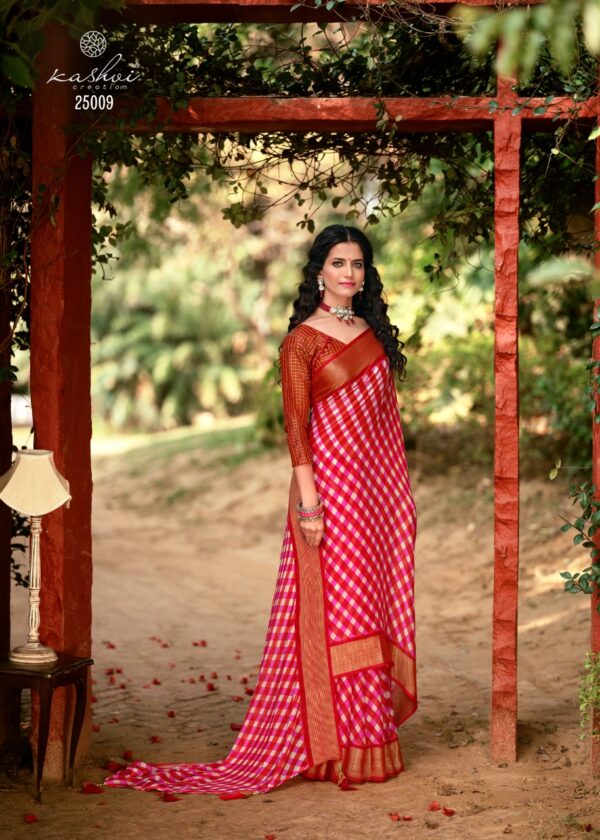 Moss chiffon saree in red color