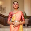 Chiffon Saree in yellow and Peach color