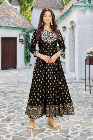 Long Anarkali Gown with heavy embroidery Work