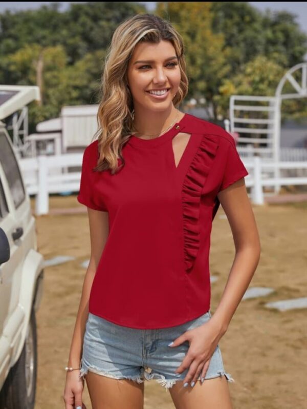 Red color one side ruffle Top